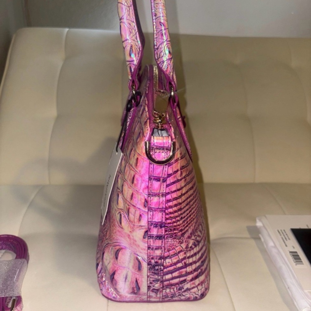 “Brahmin” Duxbury Style, Genuine Leather Satchel in Purple Iris on Melbourne - Picture 8 of 12